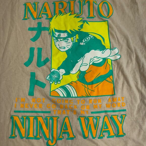 Naruto Shippuden Adult T-Shirt Size Medium Ninja Way "I'm Not Going to Run Away" - Picture 2 of 10